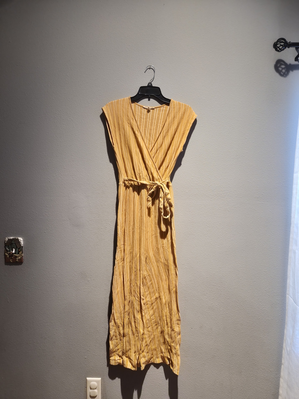 Caution To The Wind Mustard Yellow Wrap Jumpsuit with Tie Waist